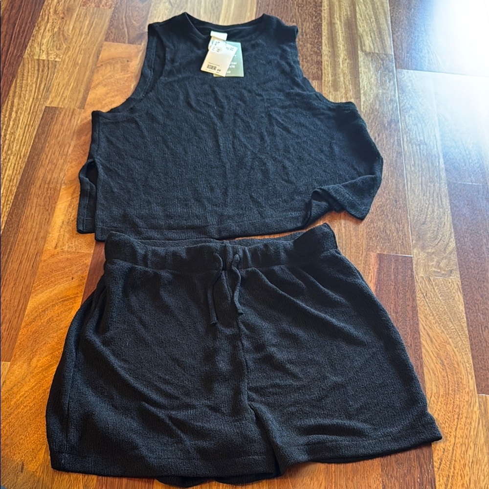 Black Sleeveless Top and Shorts Set NWT - Top M / Bottom S